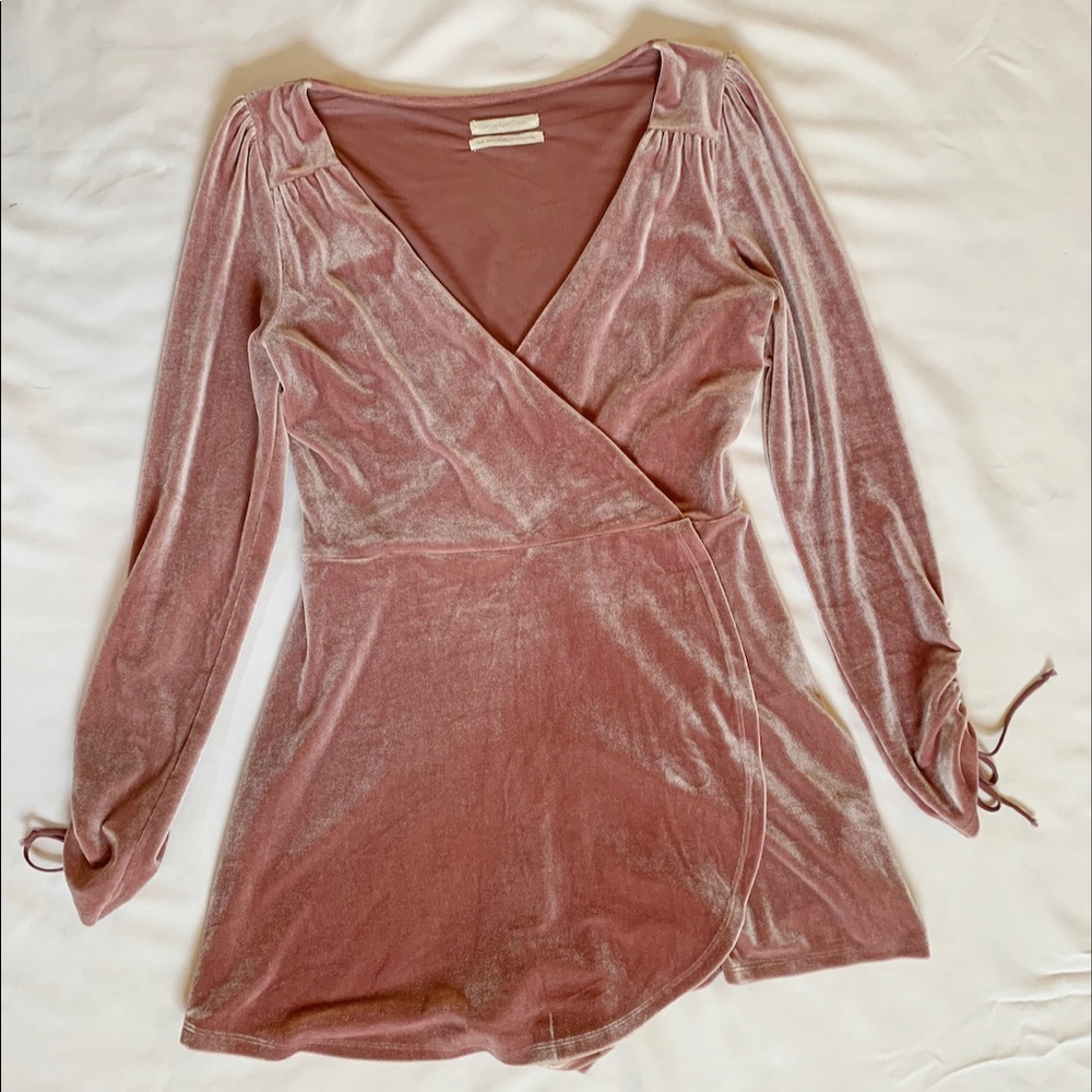 UO Pink Velvet Romper